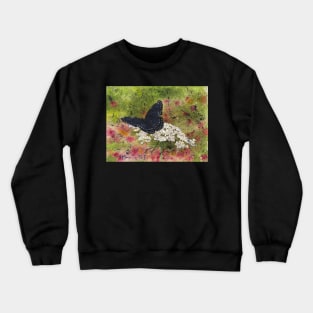 Red Spotted Purple Butterfly Watercolor and Ink Batik Crewneck Sweatshirt